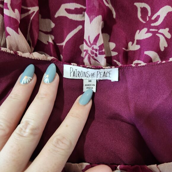 Patrons Of Peace Tiered Floral Maxi Dress Womens SZ Med Modest Soft Flowy Summer - Picture 5 of 6